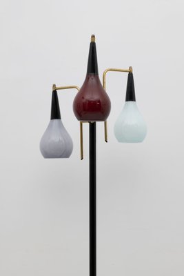 Mid-Century Italian Modern Brass and Colored Glass Floor Lamp from Stilnovo, 1950s-FER-1754235