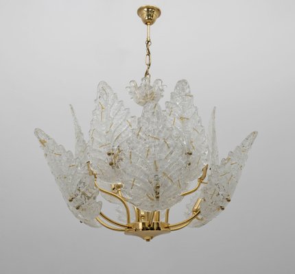 Mid-Century Italian Modern Brass and Murano Glass Chandelier, 1970s-FER-1720649