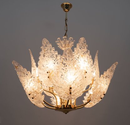 Mid-Century Italian Modern Brass and Murano Glass Chandelier, 1970s-FER-1720649