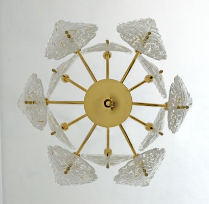 Mid-Century Italian Modern Brass and Murano Glass Chandelier, 1970s-FER-1720649