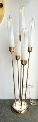 Mid-Century Italian Modern Brass & Reed Floor Lamp attributed to Mazzega, 1970s-FUE-1818295