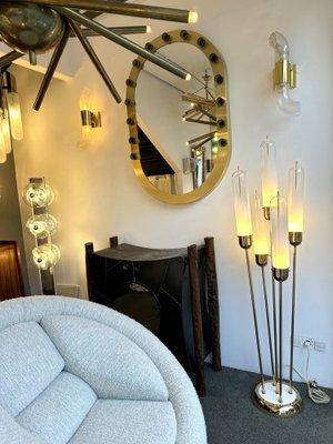 Mid-Century Italian Modern Brass & Reed Floor Lamp attributed to Mazzega, 1970s-FUE-1818295