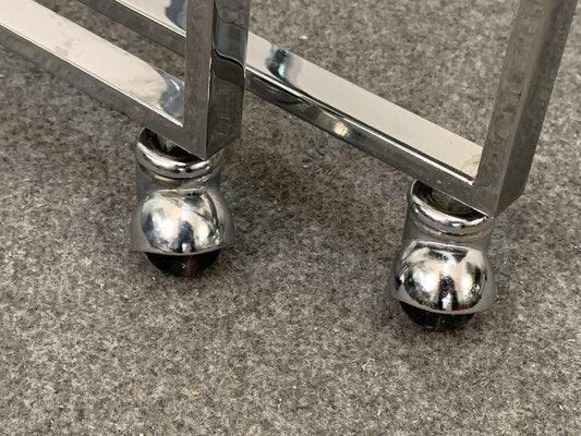 Mid-Century Italian Modern Chrome & Smoked Glass Nesting Tables, 1970s, Set of 3-JDR-1125959