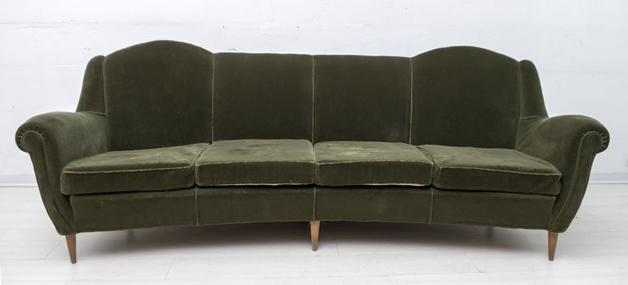 Mid-Century Italian Modern Curved Velvet Sofa, 1950s-FER-809212