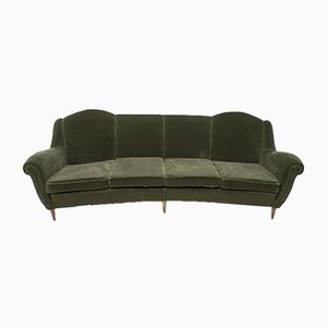 Mid-Century Italian Modern Curved Velvet Sofa, 1950s-FER-809212