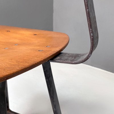 Mid-Century Italian Modern Industrial Iron & Wood Stools, 1960s, Set of 2-GDD-1344892