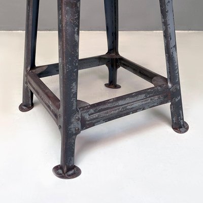 Mid-Century Italian Modern Industrial Iron & Wood Stools, 1960s, Set of 2-GDD-1344892