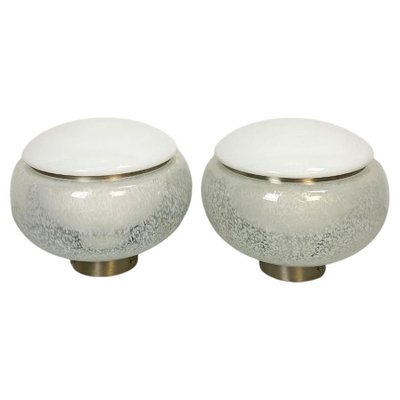 Mid-Century Italian Modern Murano Glass & Steel Table Lamps, 1960s, Set of 2-GDD-1195108