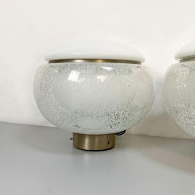 Mid-Century Italian Modern Murano Glass & Steel Table Lamps, 1960s, Set of 2-GDD-1195108