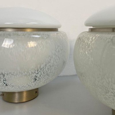 Mid-Century Italian Modern Murano Glass & Steel Table Lamps, 1960s, Set of 2-GDD-1195108