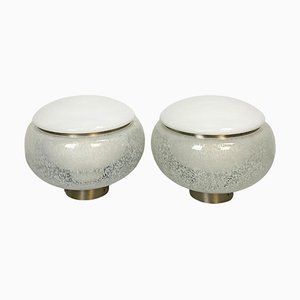 Mid-Century Italian Modern Murano Glass & Steel Table Lamps, 1960s, Set of 2-GDD-1195108