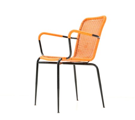 Mid-Century Italian Modern Orange Stackable Outdoor Armchairs, 1960s, Set of 4-MY-1279421