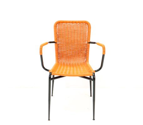 Mid-Century Italian Modern Orange Stackable Outdoor Armchairs, 1960s, Set of 4-MY-1279421