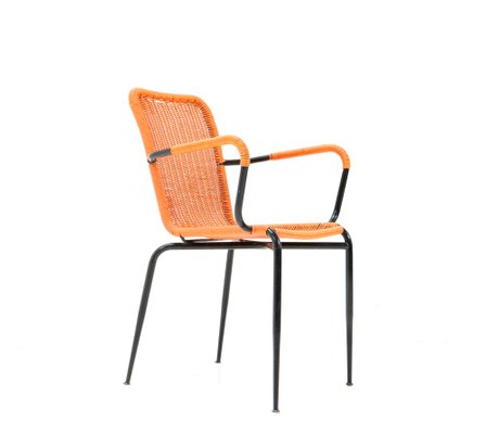 Mid-Century Italian Modern Orange Stackable Outdoor Armchairs, 1960s, Set of 4-MY-1279421