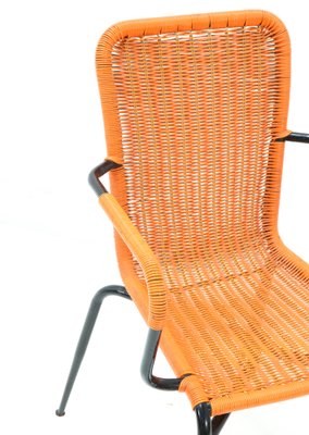 Mid-Century Italian Modern Orange Stackable Outdoor Armchairs, 1960s, Set of 4-MY-1279421