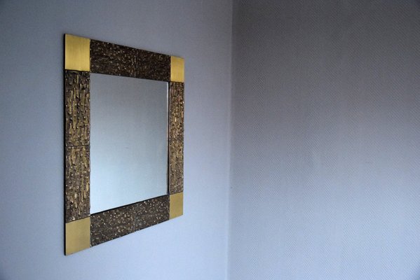 Mid-Century Italian Modern Solid Bronze Square Mirror-IEI-792014