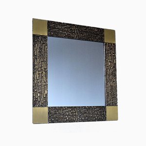 Mid-Century Italian Modern Solid Bronze Square Mirror-IEI-792014