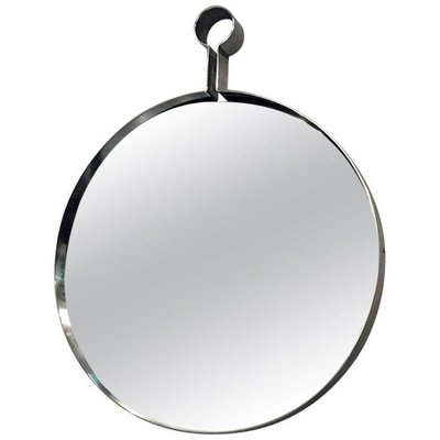 Mid-Century Italian Modern Steel Circular Mirror, 1970s-GDD-1096561