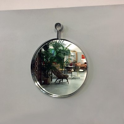 Mid-Century Italian Modern Steel Circular Mirror, 1970s-GDD-1096561