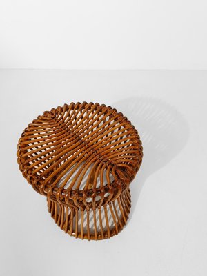 Mid-Century Italian Modern Stool or Side Table in Cane, Rattan & Wicker in the style of Franco Albini, 1950s-UIW-2034457