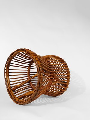 Mid-Century Italian Modern Stool or Side Table in Cane, Rattan & Wicker in the style of Franco Albini, 1950s-UIW-2034457