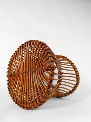 Mid-Century Italian Modern Stool or Side Table in Cane, Rattan & Wicker in the style of Franco Albini, 1950s-UIW-2034457