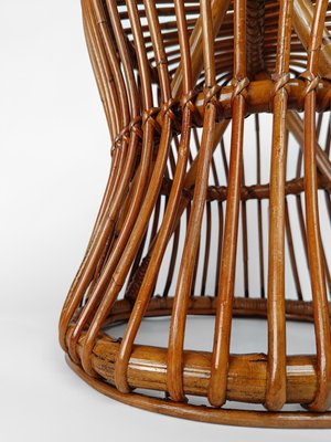 Mid-Century Italian Modern Stool or Side Table in Cane, Rattan & Wicker in the style of Franco Albini, 1950s-UIW-2034457