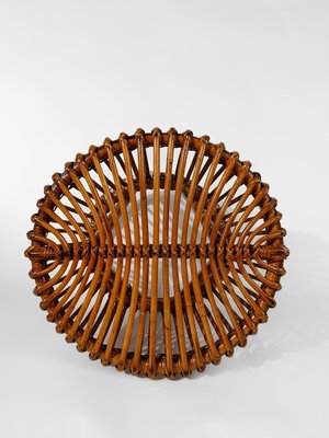 Mid-Century Italian Modern Stool or Side Table in Cane, Rattan & Wicker in the style of Franco Albini, 1950s-UIW-2034457