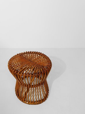 Mid-Century Italian Modern Stool or Side Table in Cane, Rattan & Wicker in the style of Franco Albini, 1950s-UIW-2034457