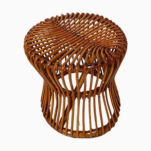 Mid-Century Italian Modern Stool or Side Table in Cane, Rattan & Wicker in the style of Franco Albini, 1950s-UIW-2034457