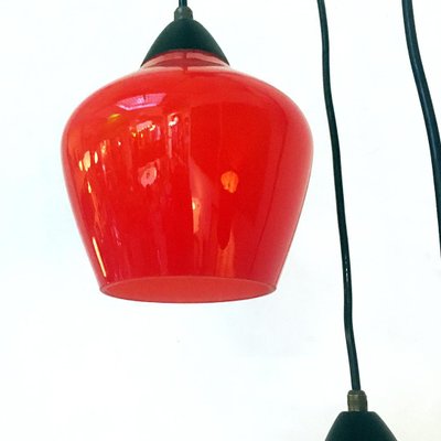 Mid-Century Italian Modern Three-Light Pendant with Colored Glass, 1950s-GDD-1114712