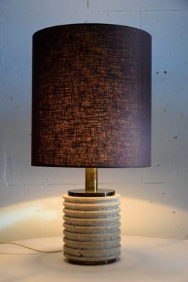 Mid-Century Italian Modern Travertine Brown and Beige Table Lamp-IEI-796605