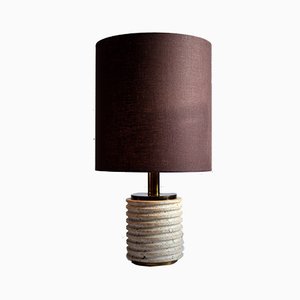 Mid-Century Italian Modern Travertine Brown and Beige Table Lamp-IEI-796605