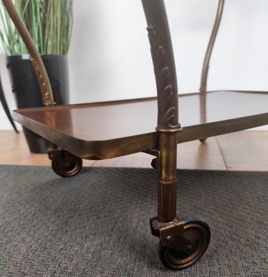 Mid-Century Italian Modern Two-Tier Gilt Brass Bar Cart-EUP-1165801