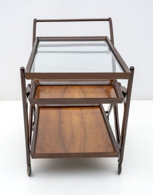 Mid-Century Italian Modern Walnut Bar Cart attributed to Cesare Lacca for Cassina, 1950s-FER-1686924