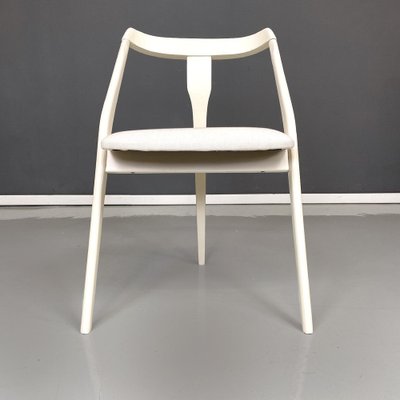 Mid-Century Italian Modern White Wood and Fabric Chairs, 1960s, Set of 6-GDD-1793372