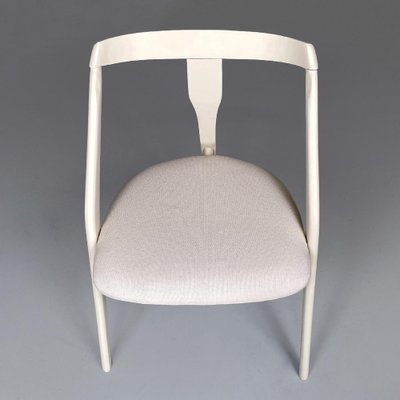 Mid-Century Italian Modern White Wood and Fabric Chairs, 1960s, Set of 6-GDD-1793372