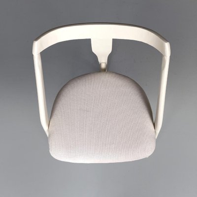 Mid-Century Italian Modern White Wood and Fabric Chairs, 1960s, Set of 6-GDD-1793372