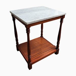 Mid-Century Italian Modern Wood and White Marble Top Work or Side High Table, 1930s-EUP-1437162