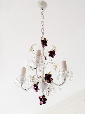 Mid-Century Italian Murano Glass Grape Chandelier, 1970s-RSE-2023531