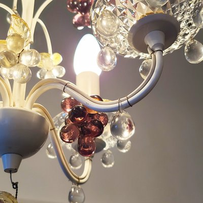 Mid-Century Italian Murano Glass Grape Chandelier, 1970s-RSE-2023531