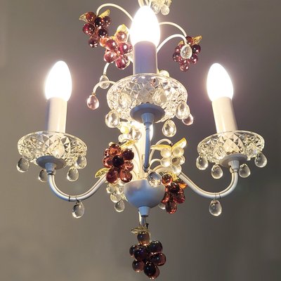 Mid-Century Italian Murano Glass Grape Chandelier, 1970s-RSE-2023531