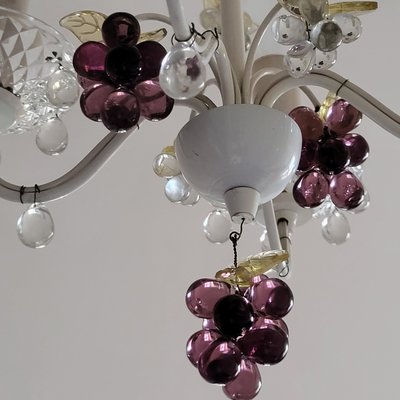 Mid-Century Italian Murano Glass Grape Chandelier, 1970s-RSE-2023531