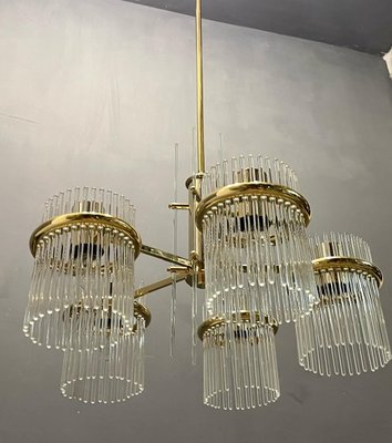 Mid-Century Italian Murano Glass Rod Chandelier, 1980s-JJC-1357941