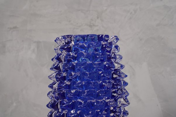 Mid-Century Italian Murano Round Blue Color Vase, 1970s-UH-1732056