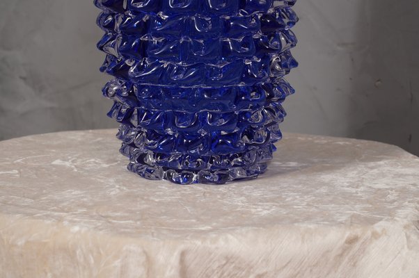 Mid-Century Italian Murano Round Blue Color Vase, 1970s-UH-1732056