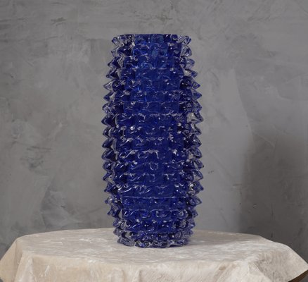 Mid-Century Italian Murano Round Blue Color Vase, 1970s-UH-1732056