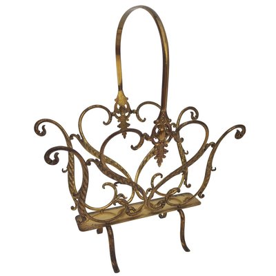 Mid-Century Italian Neoclassical Regency Style Brass Magazine Stand or Rack, 1950s-EUP-884384