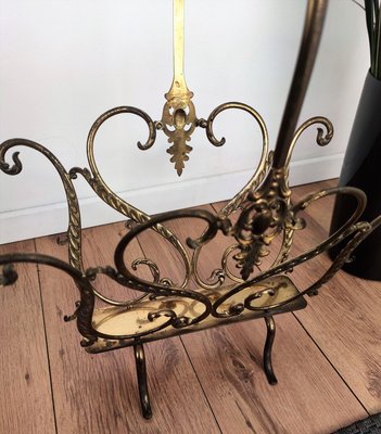 Mid-Century Italian Neoclassical Regency Style Brass Magazine Stand or Rack, 1950s-EUP-884384