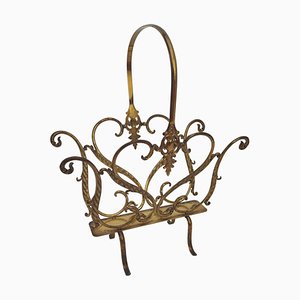 Mid-Century Italian Neoclassical Regency Style Brass Magazine Stand or Rack, 1950s-EUP-884384